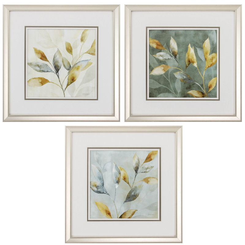 Majestic Leaves 3 Piece Framed Graphic Art Set Amp Reviews